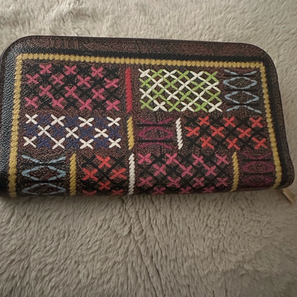 Etro Brown and Pink Wallet with Patchwork Design